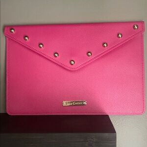 Juicy Couture Fuchsia Envelope Clutch with Gold Accents
